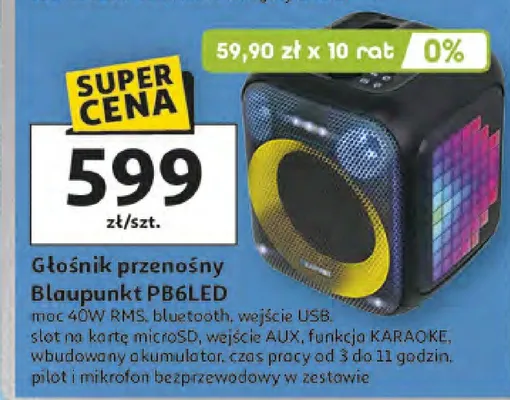 Głośnik przenośny Blaupunkt PB6LED promocja w Auchan