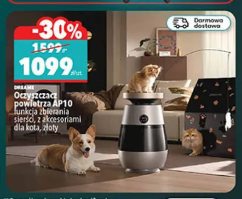 Oczyszczacz powietrza AP10 funkcja zbierania sierści z akcesoriami dla kota złoty Dreame promocja w Biedronka