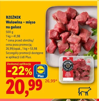 Wołowina mięso na gulasz Rzeźnik promocja w Lidl