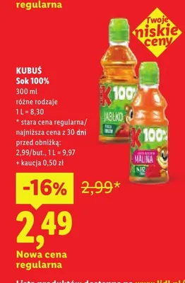 Sok 100% Kubuś promocja w Lidl