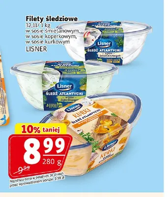 Filety śledziowe w sosie koperkowym Lisner promocja w Prim Market