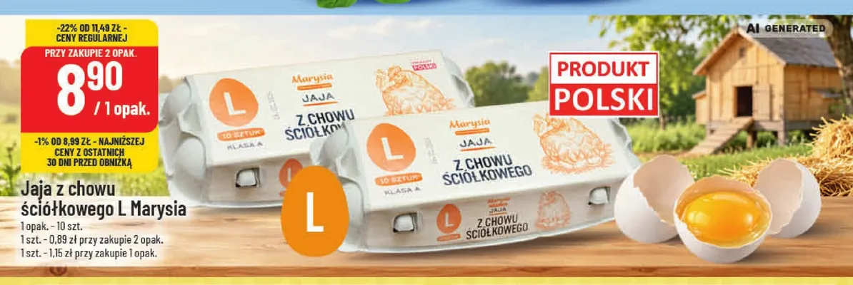 Jajka kurze z chowu ściółkowego L Marysia promocja w POLOmarket