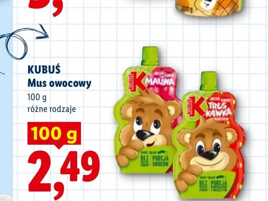 Mus owocowy Kubuś malina promocja w Lidl