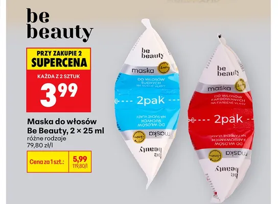 Maska do włosów farbowanych Be Beauty 2-pak 25ml promocja w Biedronka