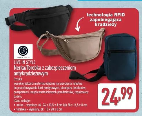 Torebka z zabezpieczeniem antykradzieżowym Live In Style promocja w Aldi