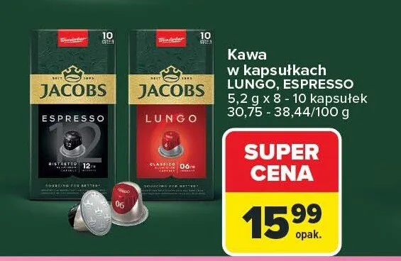Kawa w kapsułkach Jacobs Espresso Ristretto promocja w Carrefour