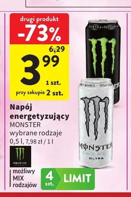Napój energetyzujący Monster promocja w Intermarche