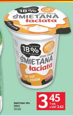 Śmietana 18% Łaciata promocja w Selgros