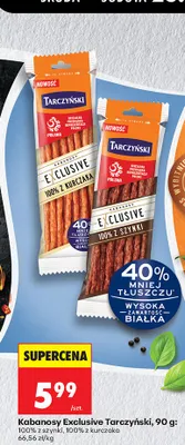 Kabanosy Exclusive Tarczyński 100% z szynki 90g promocja w Biedronka