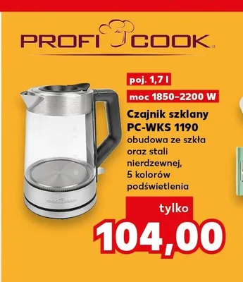 Czajnik szklany Profi Cook PC-WKS 1190 promocja w Kaufland