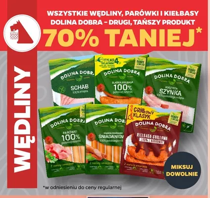 Wędliny, parówki i kiełbasy Dolina Dobra promocja w Netto