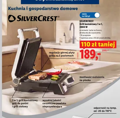 Grill kontaktowy 3 w 1 Silvercrest 2000W promocja