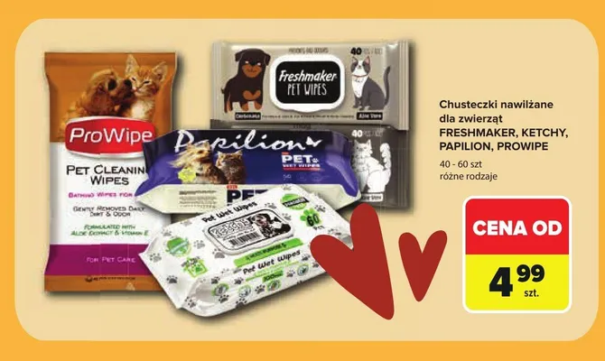 Chusteczki nawilżane dla zwierząt Papilion promocja w Carrefour