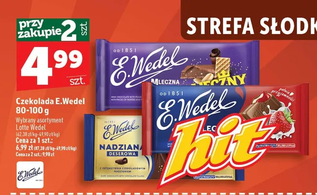 Czekolada mleczna E.Wedel promocja w TOPAZ