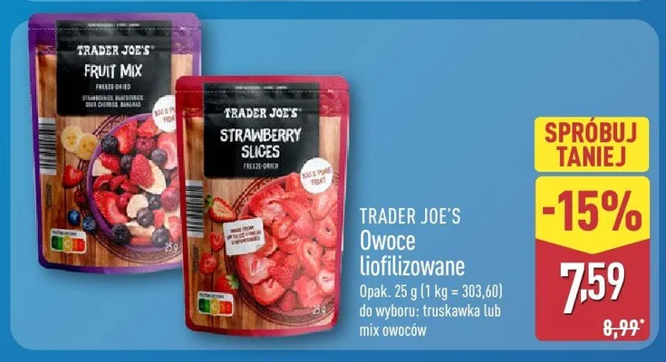 Owoce liofilizowane - truskawka promocja w Aldi