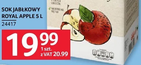 Sok jabłkowy 100% tłoczony Royal Apple 24417 promocja w Selgros