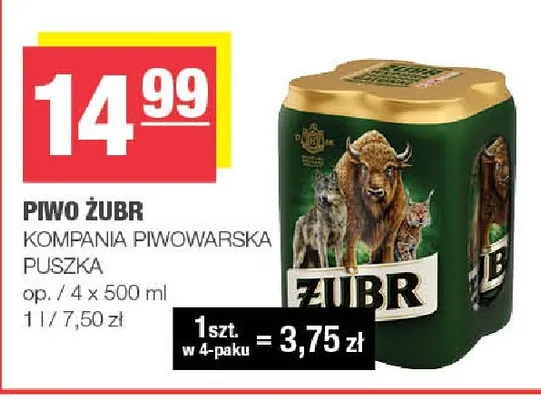 Piwo Żubr 4-pak promocja w SPAR