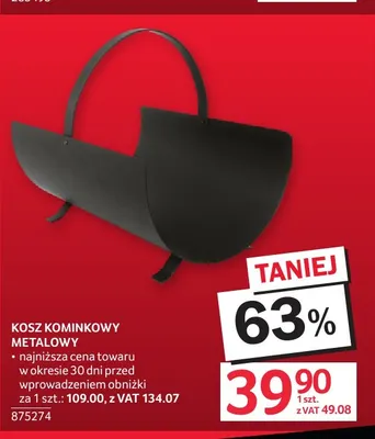 Kosz kominkowy metalowy promocja w Selgros