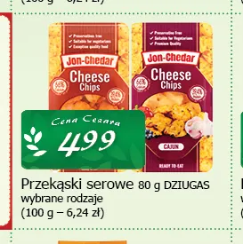 Przekąski serowe Jon-Cheddar Dziugas promocja w CEZAR Delikatesy