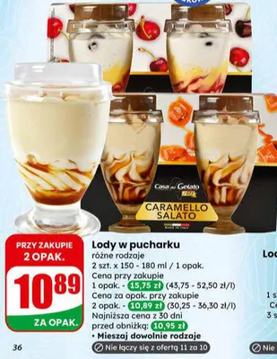 Lody w pucharku Caramello Salato promocja w Dino