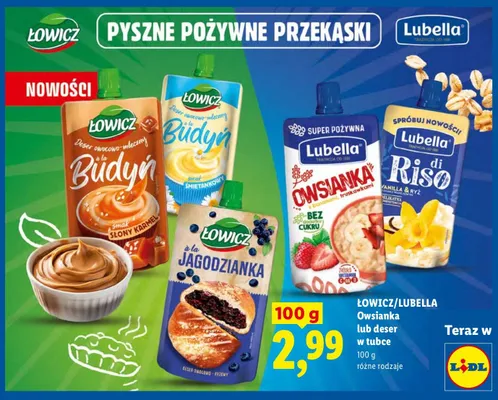 Owsianka lub deser w tubce promocja w Lidl