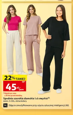 Spodnie szerokie damskie Inextenso promocja w Auchan