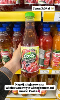 Napój niegazowany wieloowocowy z winogronem Costa promocja w Dino