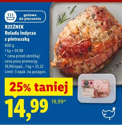 Rolada indycza z pietruszką Rzeźnik gotowa do pieczenia promocja w Lidl