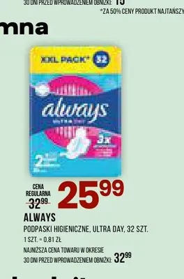 Podpaski higieniczne Always Ultra Day promocja w Drogerie Natura