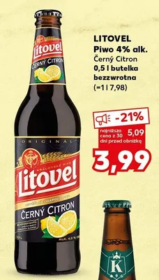 Piwo 4% alk. Černy Citron jasne pełne bezzwrotna promocja w Kaufland