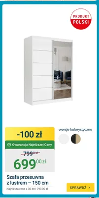 Szafa przesuwna z lustrem promocja w ERLI