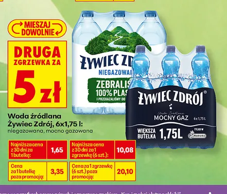 Woda źródlana gazowana Żywiec Zdrój mocno 6-pak promocja w Biedronka
