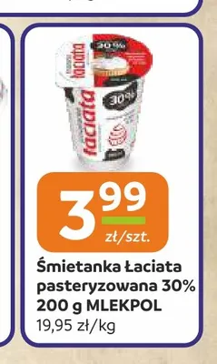 Śmietanka pasteryzowana Łaciata 30% promocja w Społem Częstochowa