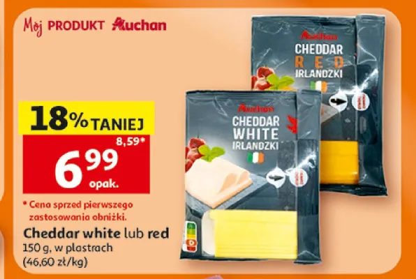 Ser Cheddar Red w plastrach Auchan promocja w Auchan