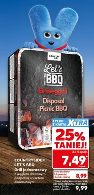 Grill jednorazowy z węglem drzewnym podpałką i rusztem aluminiowym Countryside Let's BBQ promocja w Kaufland