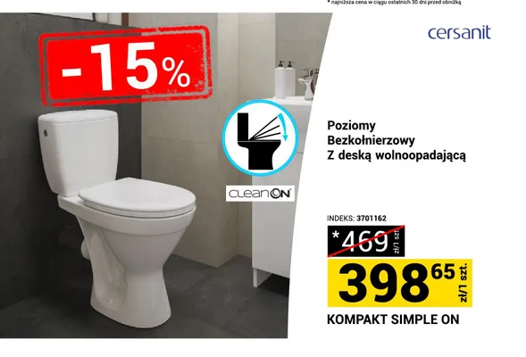 Kompakt WC Cersanit Simple On promocja w Merkury Market