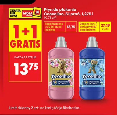 Płyn do płukania Coccolino 51 prań promocja w Biedronka