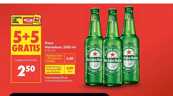 Piwo Heineken Original promocja w Biedronka