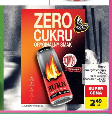 Napój energetyzujący Burn Zero Sugar promocja w Carrefour