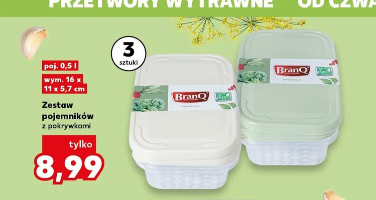 Zestaw pojemników z pokrywkami BranQ 3-pak 0,5 l promocja w Kaufland
