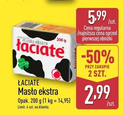 Masło ekstra Łaciate promocja w Aldi