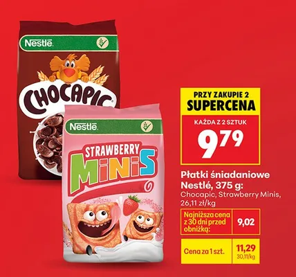Płatki śniadaniowe Nestle, 375 g: Chocapic, Strawberry Minis promocja w Biedronka