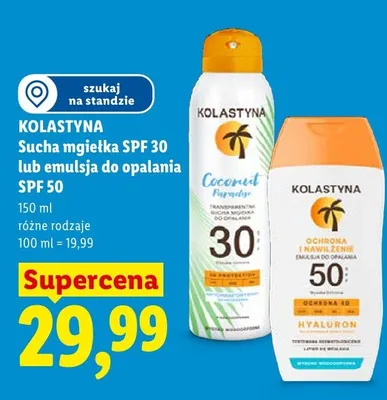 Sucha mgiełka do opalania SPF 30 Kolastyna promocja w Lidl