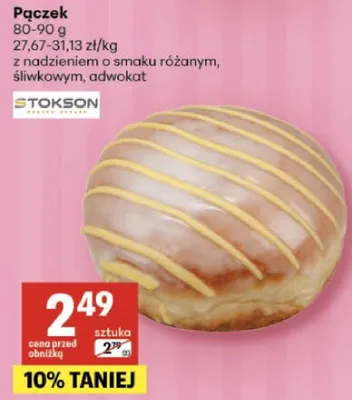 Pączek Stokson z nadzieniem o smaku różanym, śliwkowym, adwokat promocja w Delikatesy Centrum