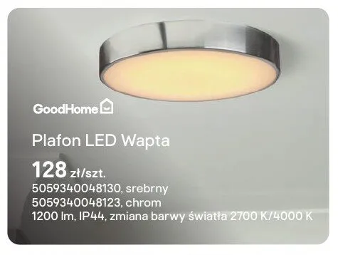 Plafon LED GoodHome Wapta chrom promocja w Castorama