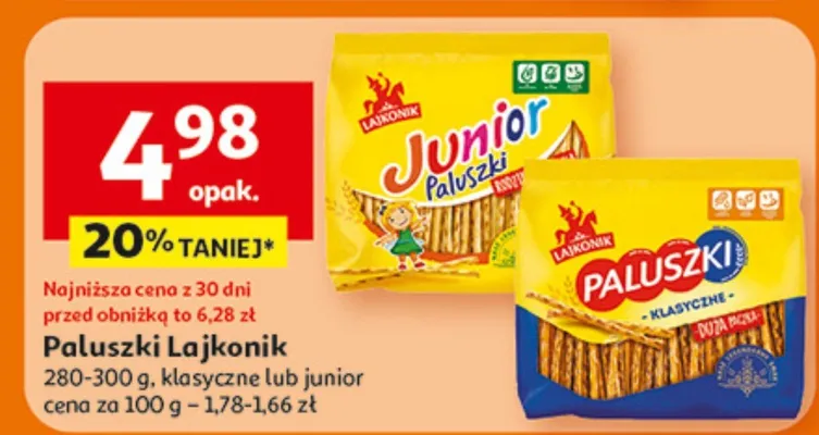 Paluszki Lajkonik klasyczne lub junior promocja w Auchan