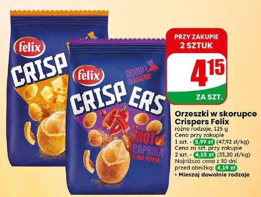 Orzeszki w skorupce Crispers promocja w Dino