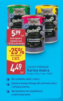 Karma mokra różne rodzaje Cachet Premium promocja w Aldi