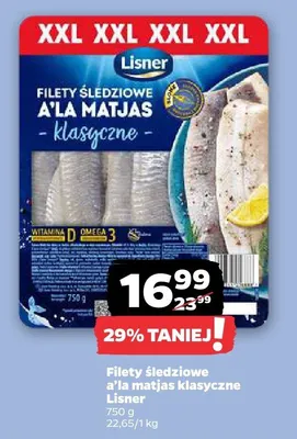 Filety śledziowe a'la matjas klasyczne XXL Lisner promocja w Netto