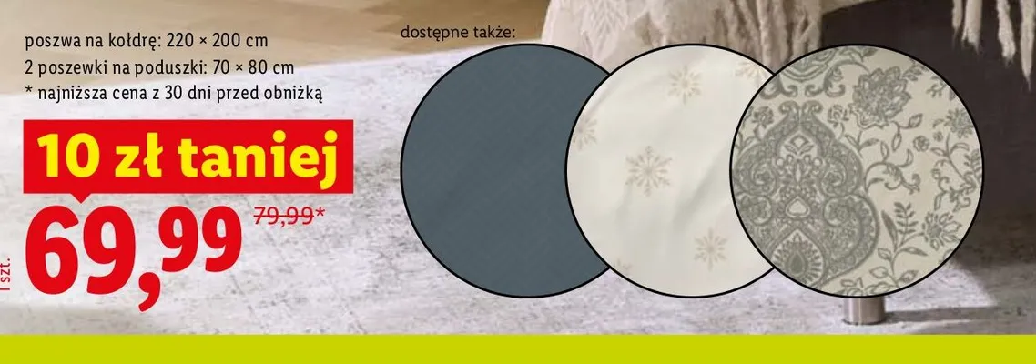 Komplet pościeli z adamaszku 220 x 200 cm + 2 x 70 x 80 cm Detexpol promocja w Lidl